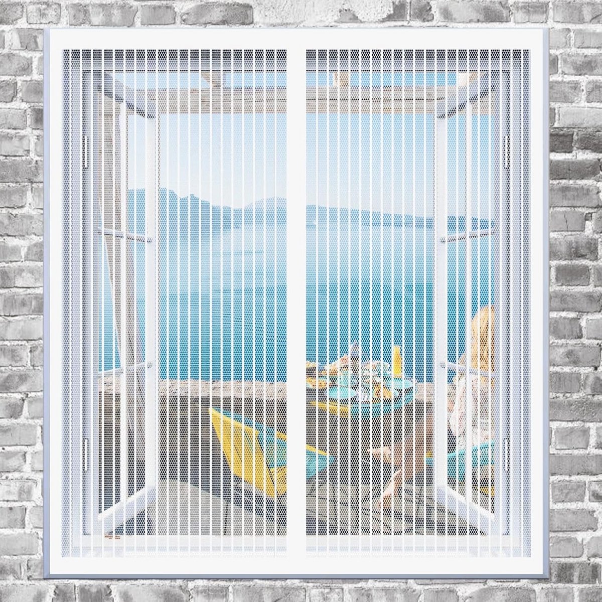 Hor Horren voor Balkondeur en Raam 140x70cm Wit Zonder Boren