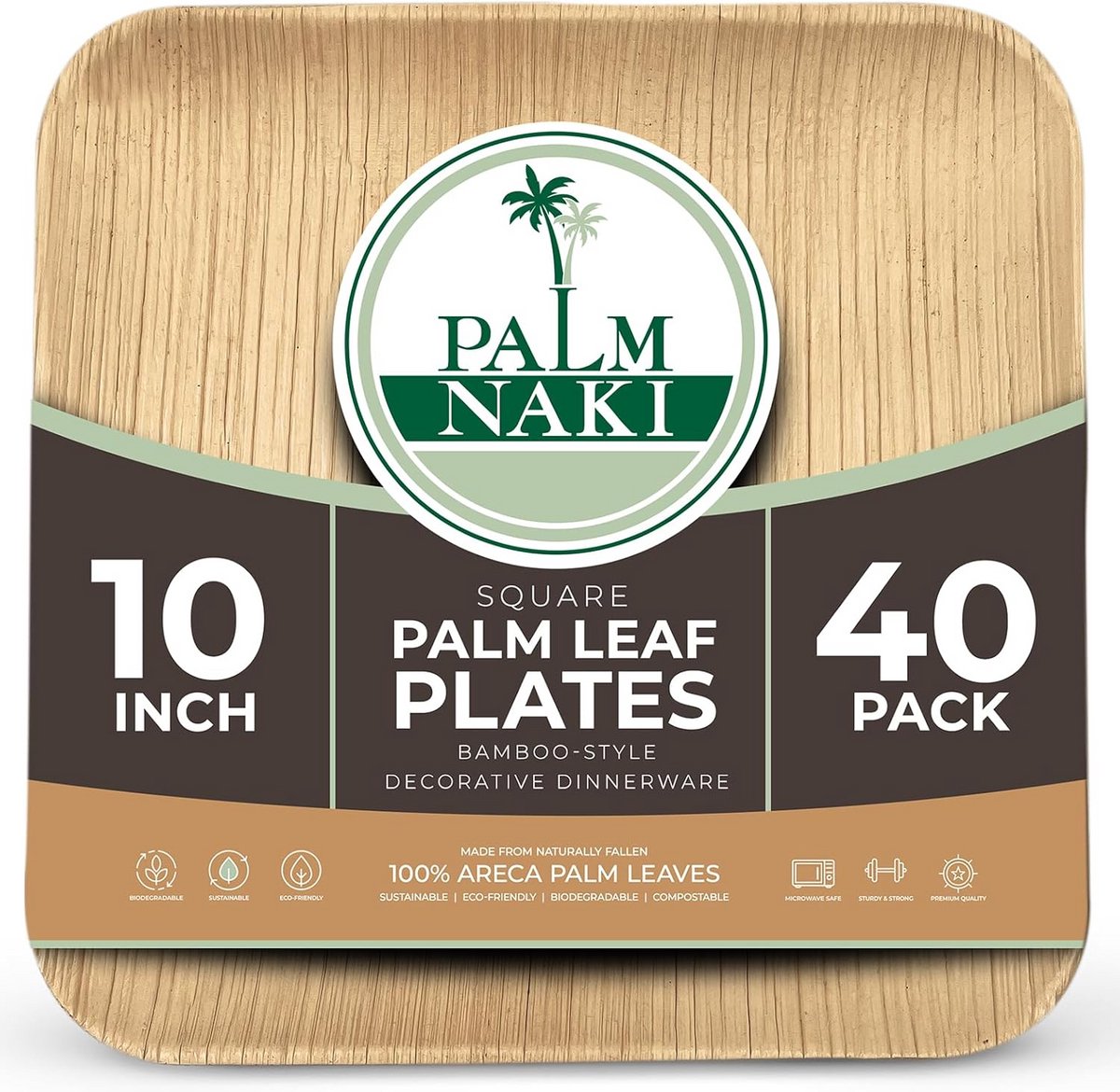 40x Vierkante Dinerborden van Palmblad - Composteerbaar en Stevig Wegwerpservies (25 cm)