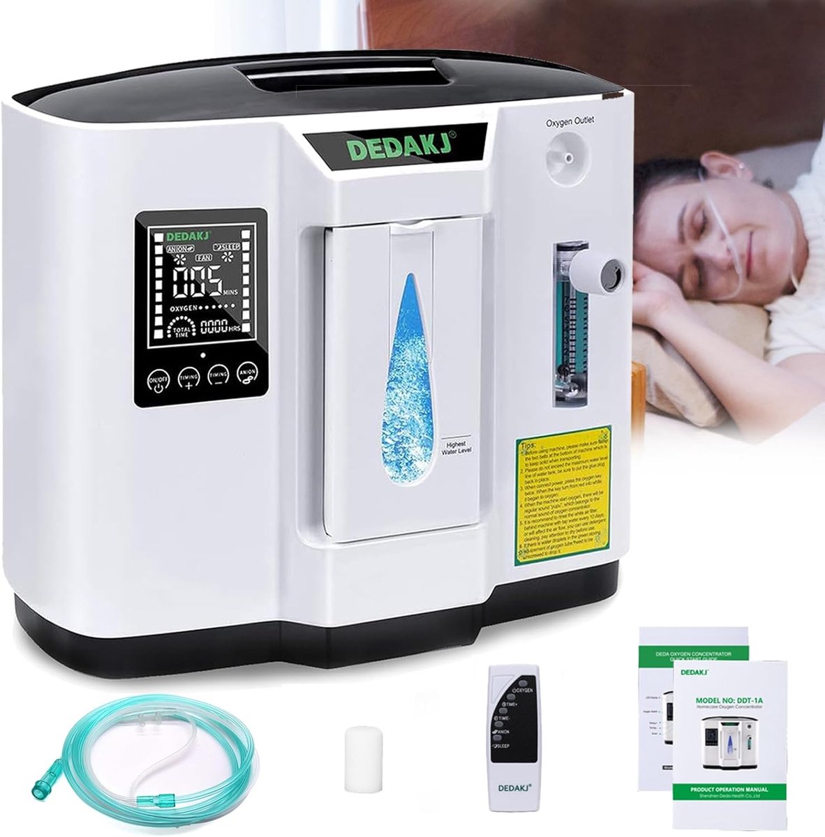 MELVRA Zuurstofconcentrator - Zuurstofmachine - 93% Hoge Concentratie - 1-7L/min Regelbare Stroom - Zuurstofconcentraat - Draagbaar - Voor Thuis, Kantoor en Reizen