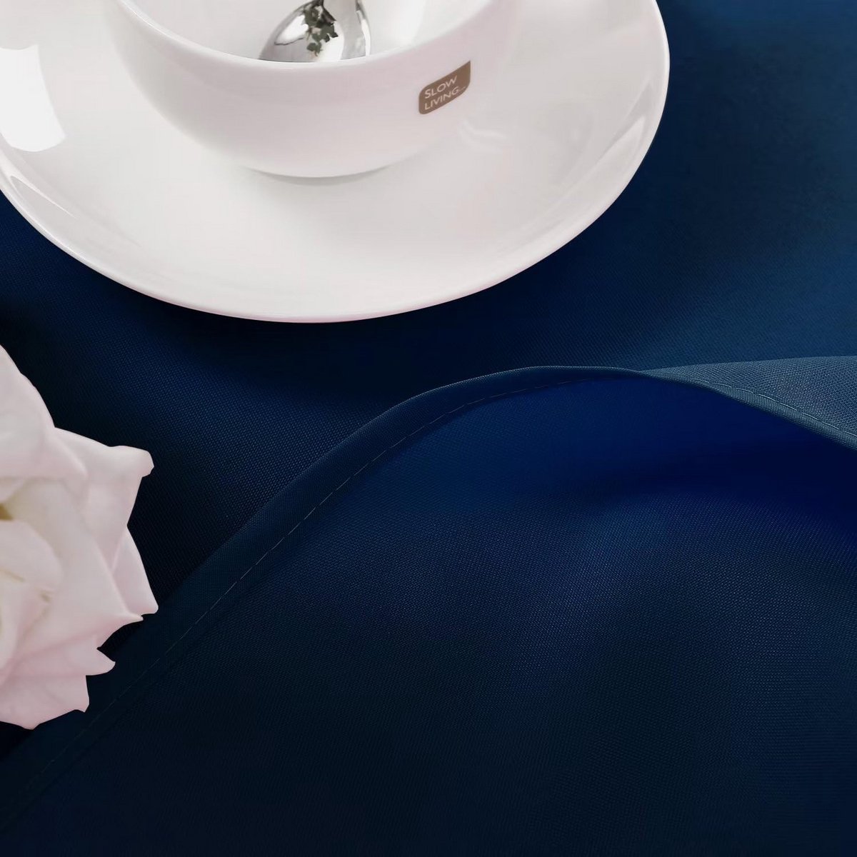Donkerblauwe Ronde Tafelkleed Waterafstotend Polyester 140 cm Kreukvrij