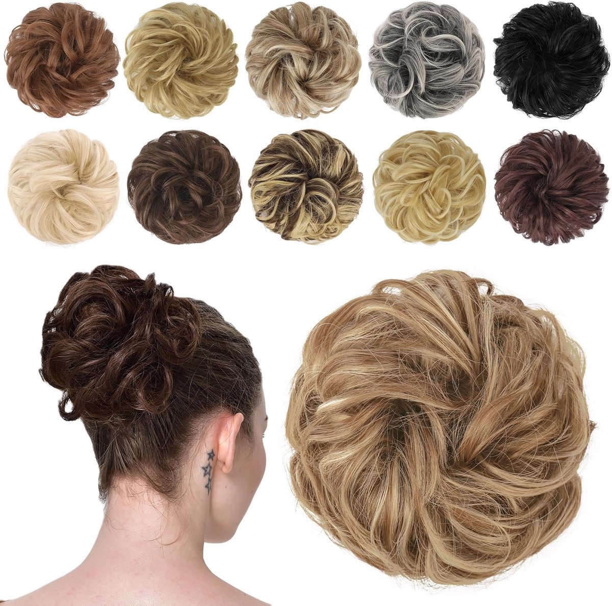 Elastische Haar Bun Synthetisch Golvend Krullend Haarknot voor Dikke Updo Haarstukken