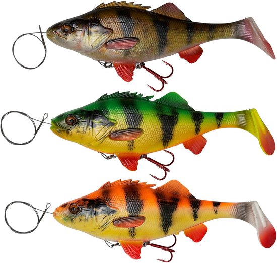 Grote Kunstaas 4D Baars Shad - 20cm - 100 Gram - Firetiger - Voor Snoek & Roofvis — afbeelding 4