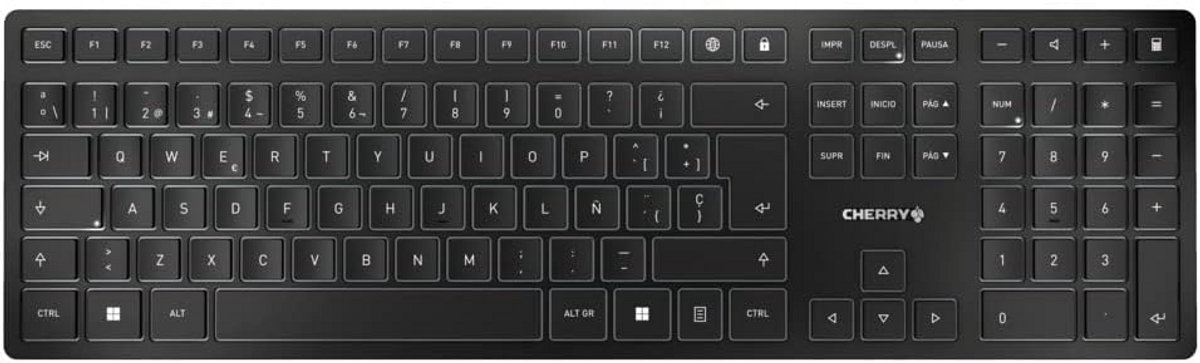Draadloos Slim Toetsenbord Spaans QWERTY Bluetooth Oplaadbaar Plat Zwart-Zilver