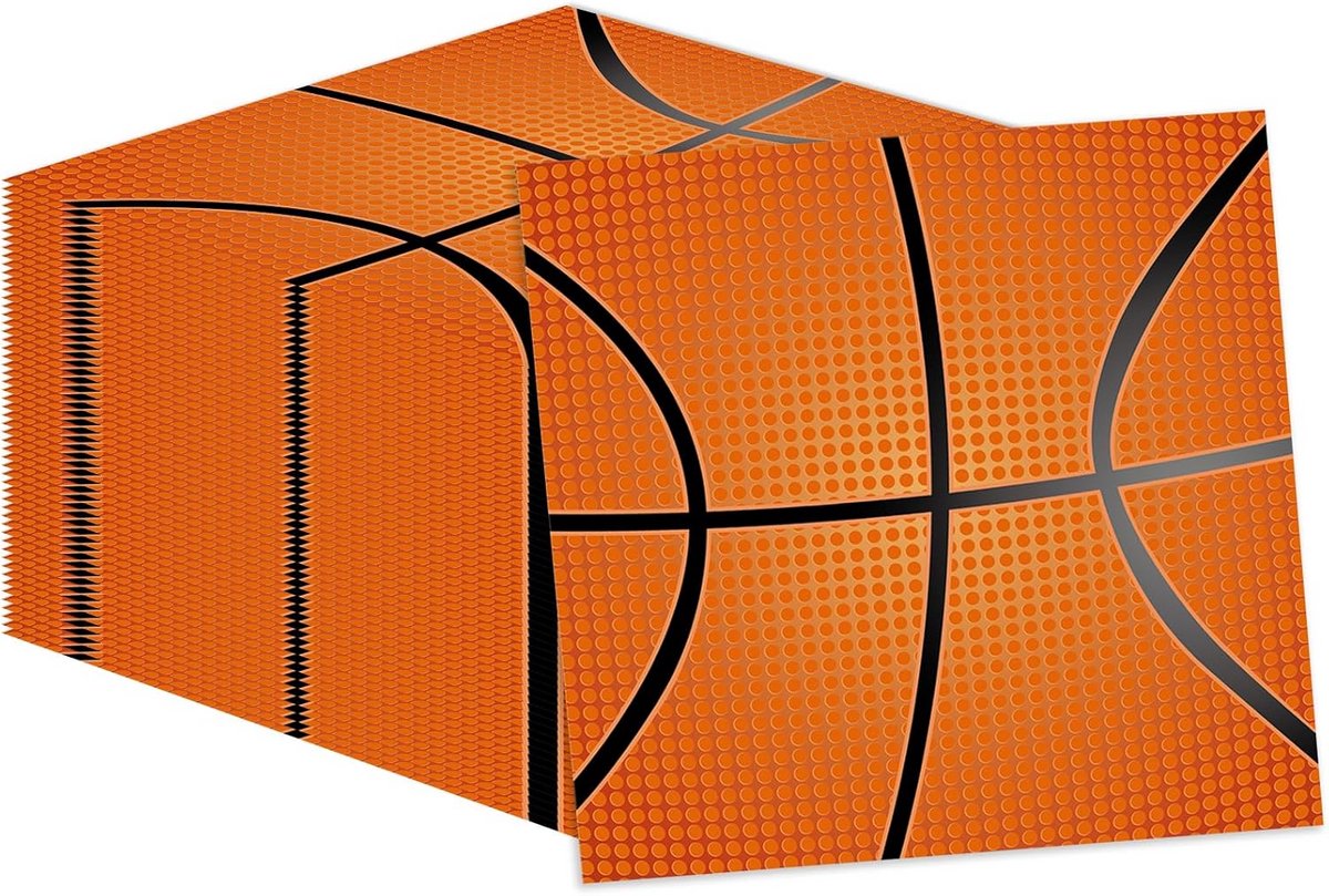 50x Basketbal Servetten 33x33 cm - Voor Sportfeest & Verjaardagsdecoratie