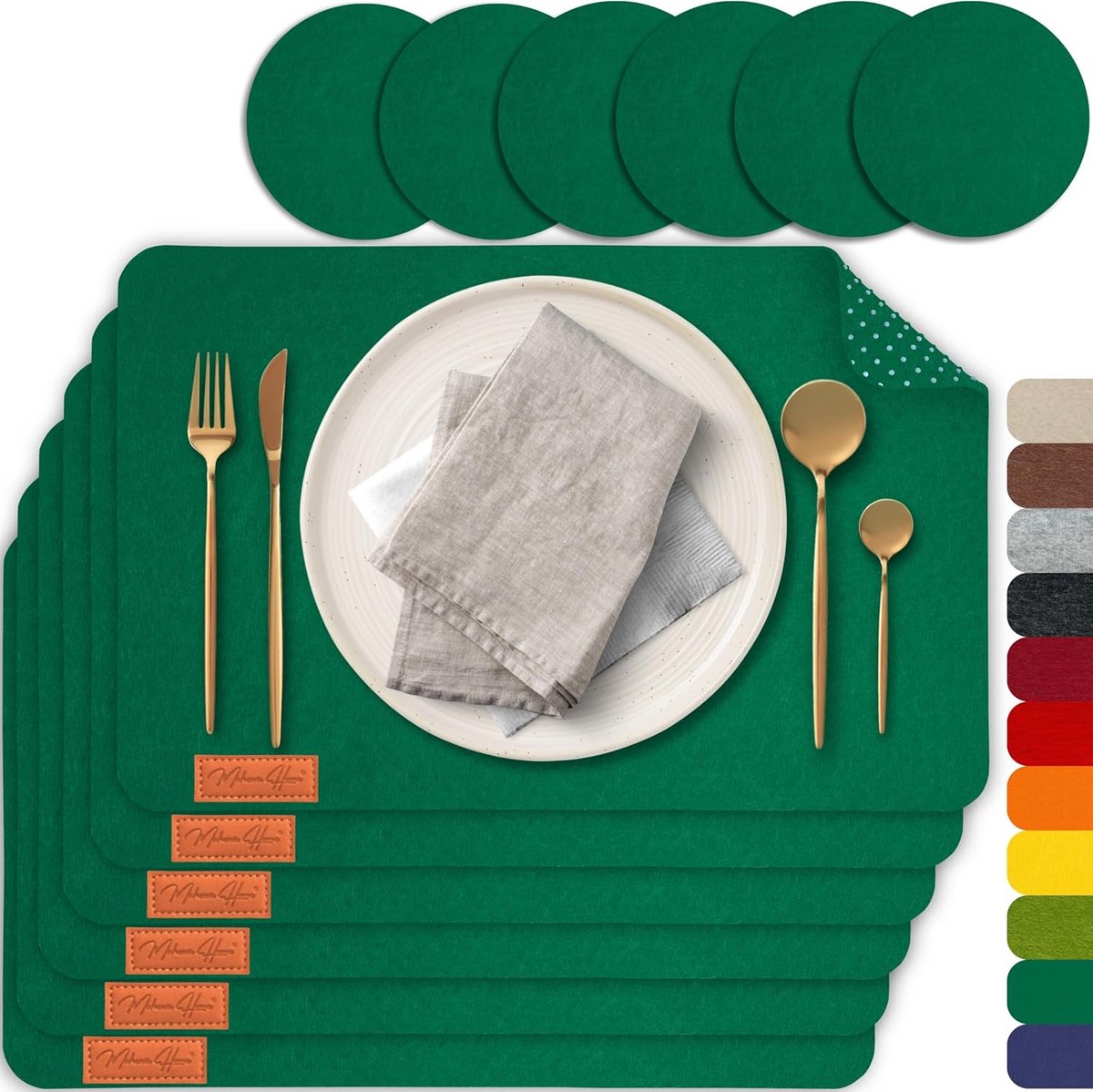 Set van 6 Luxe Vilt Placemats - Antislip & Wasbaar voor Eettafel