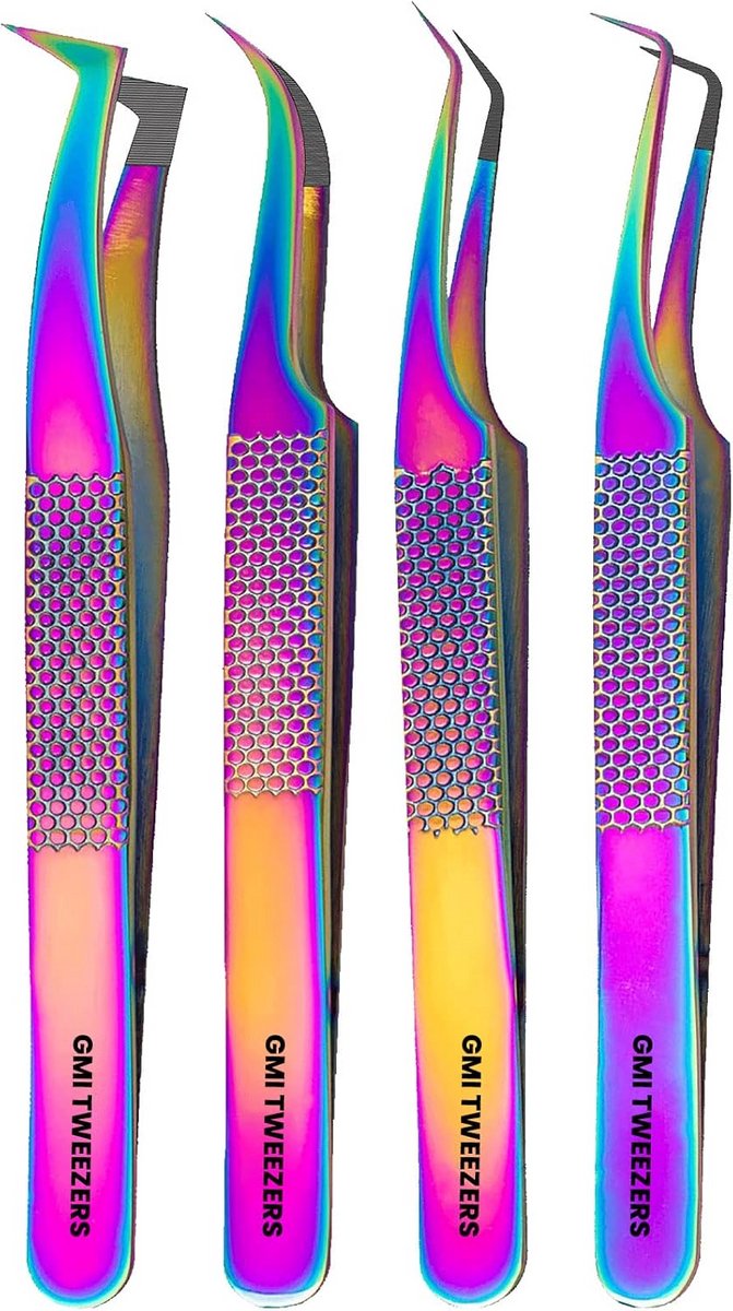 Professionele Pincet Set voor Wimperverlenging - 4 Stuks Fiber Tip