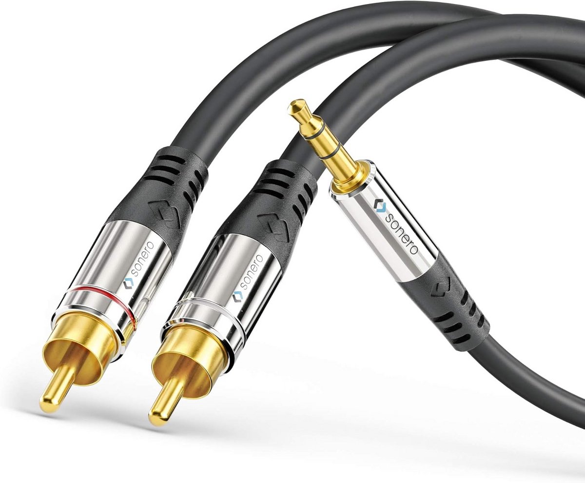 12,5 Meter RCA naar 3,5mm Jack Kabel voor Hifi en Audio Installatie - Zwart