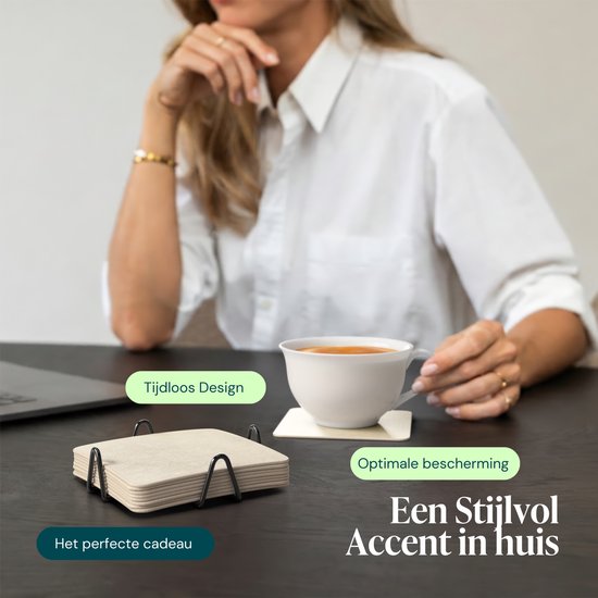 Sous-verres - Cuir PU - 10 Pièces - Blanc Grisâtre