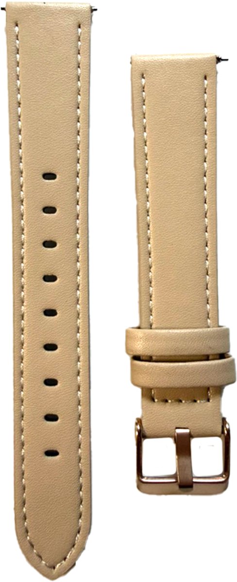 Beige PU Leren bandje geschikt voor Garmin Venu 2s/3s, Vivoactive 4s, Forerunner 255s/265s, Huawei Watch GT 5 Pro/5/4 - 41/42MM - 2 stuks - CHPN