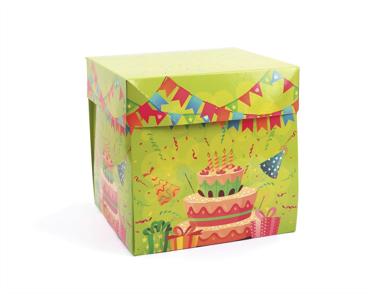 Graine Creative kartonnen geschenkdoos verjaardag 15x15x15 cm cadeau.
