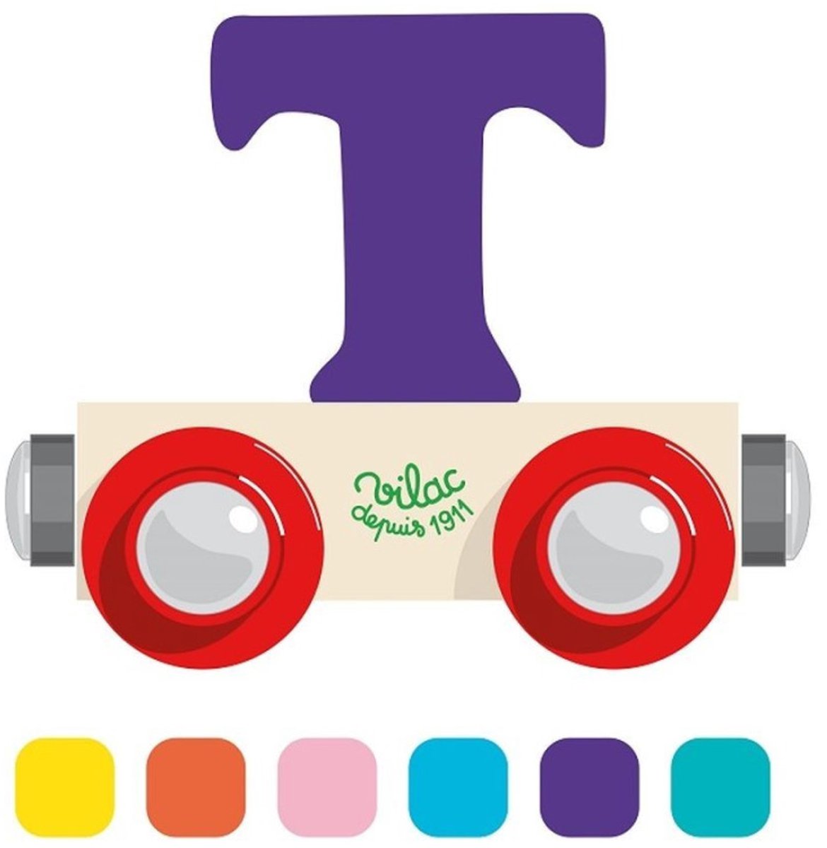 Vilac houten speelgoed wagon letter T multicolor educatief.