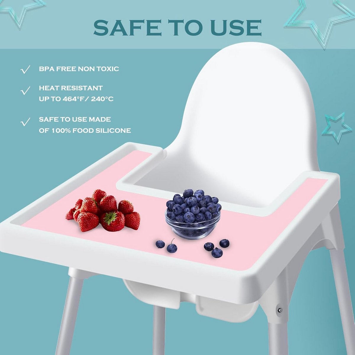 Siliconen Placemat Kinderstoel Antislip - Geschikt voor IKEA Antilop - Vlekbestendig en BPA-vrij Tafelmat Baby en Peuter – foto 6