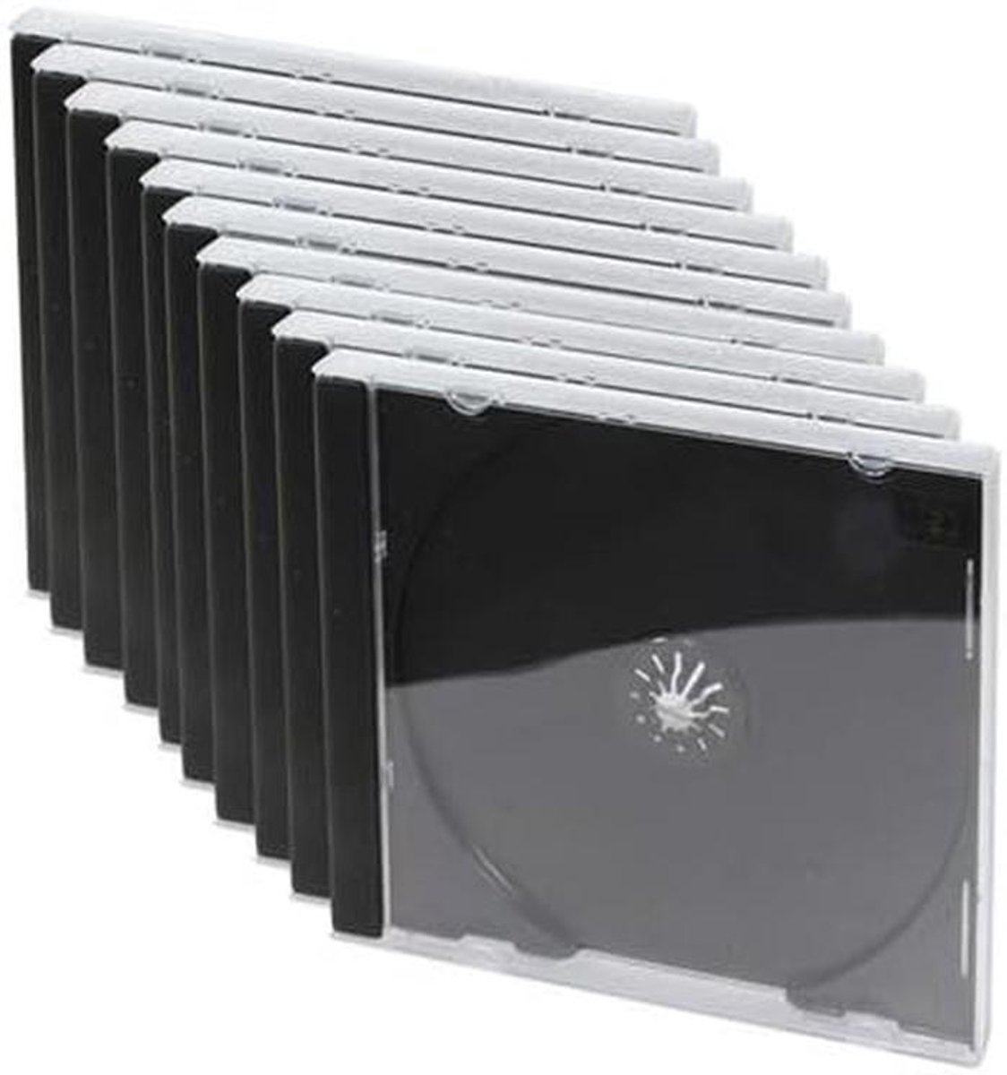 10 Stuks CD DVD Jewel Cases - Transparante Hoesjes met Zwarte Inlegbodem