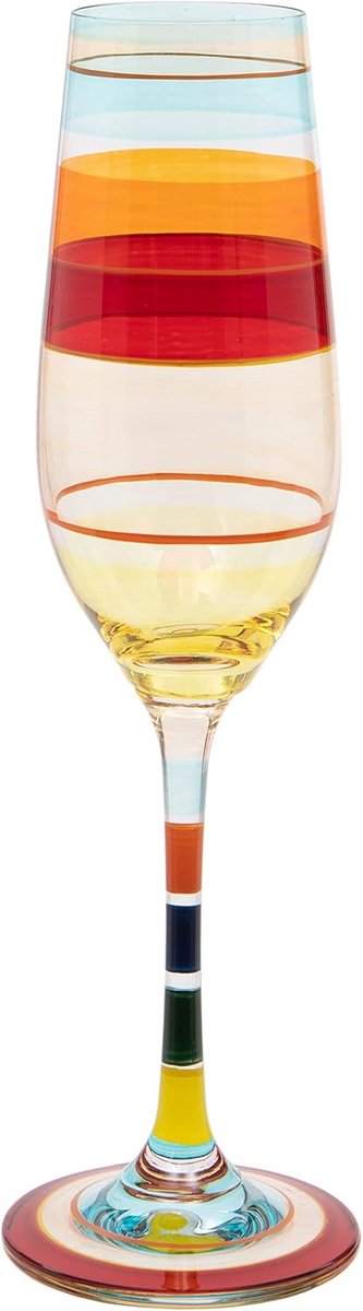 Set van 2 Handgeschilderde Champagneglazen - Gestreept - In Giftbox - 220ml