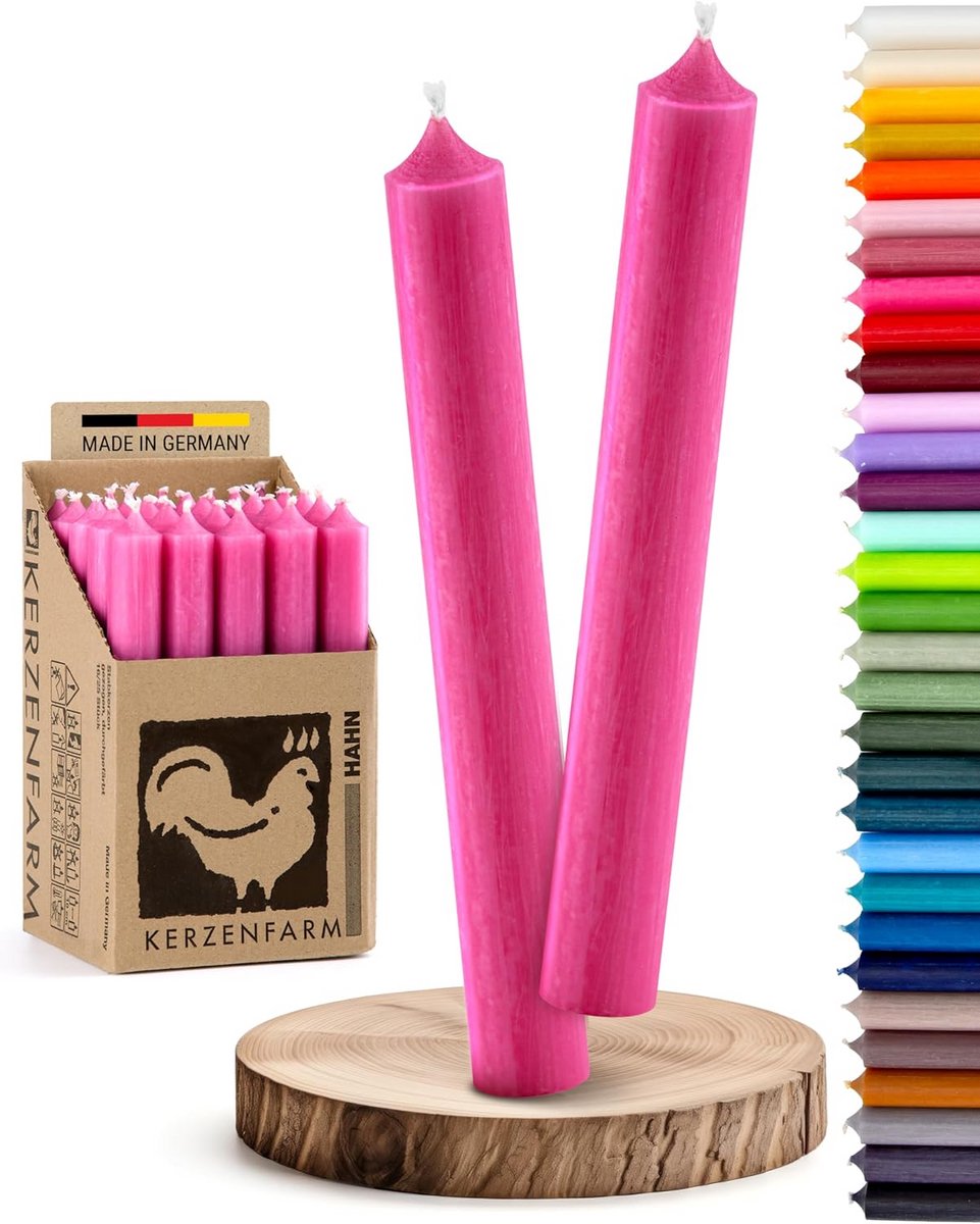 Set van 10 Lange Tafelkaarsen in Levendig Roze Fuchsia voor Feestelijke Decoratie