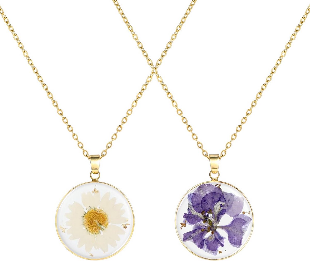 Handgemaakte Gedroogde Bloemenketting met Kristal en Wekelijks Bloemenhangers