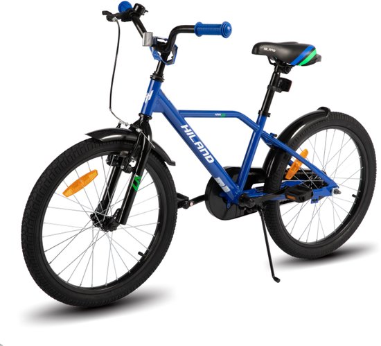 Hiland Stoere Jongensfiets - 20 Inch - Met Zijwieltjes & Standaard - Handrem & Terugtraprem - Blauw - Geschikt voor buitenactiviteiten in de lente van Hiland — afbeelding 5