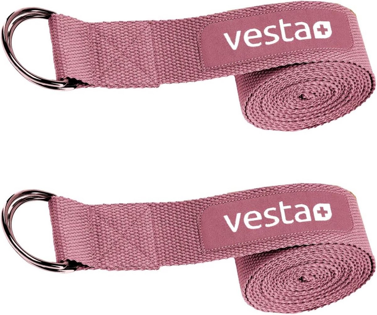 2 Stuks Yogariem Set - 100% Katoen - 2,5 Meter - Wijnrood - Verstelbaar met Metalen Gesp