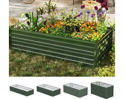 Moestuinbak van Verzinkt Staal – Open Bodem – Verhoogde – Roestvrij – Voor Tuin, Balkon & Terras – ca. 2160 L – 300 × 120 × 58 cm – Groen