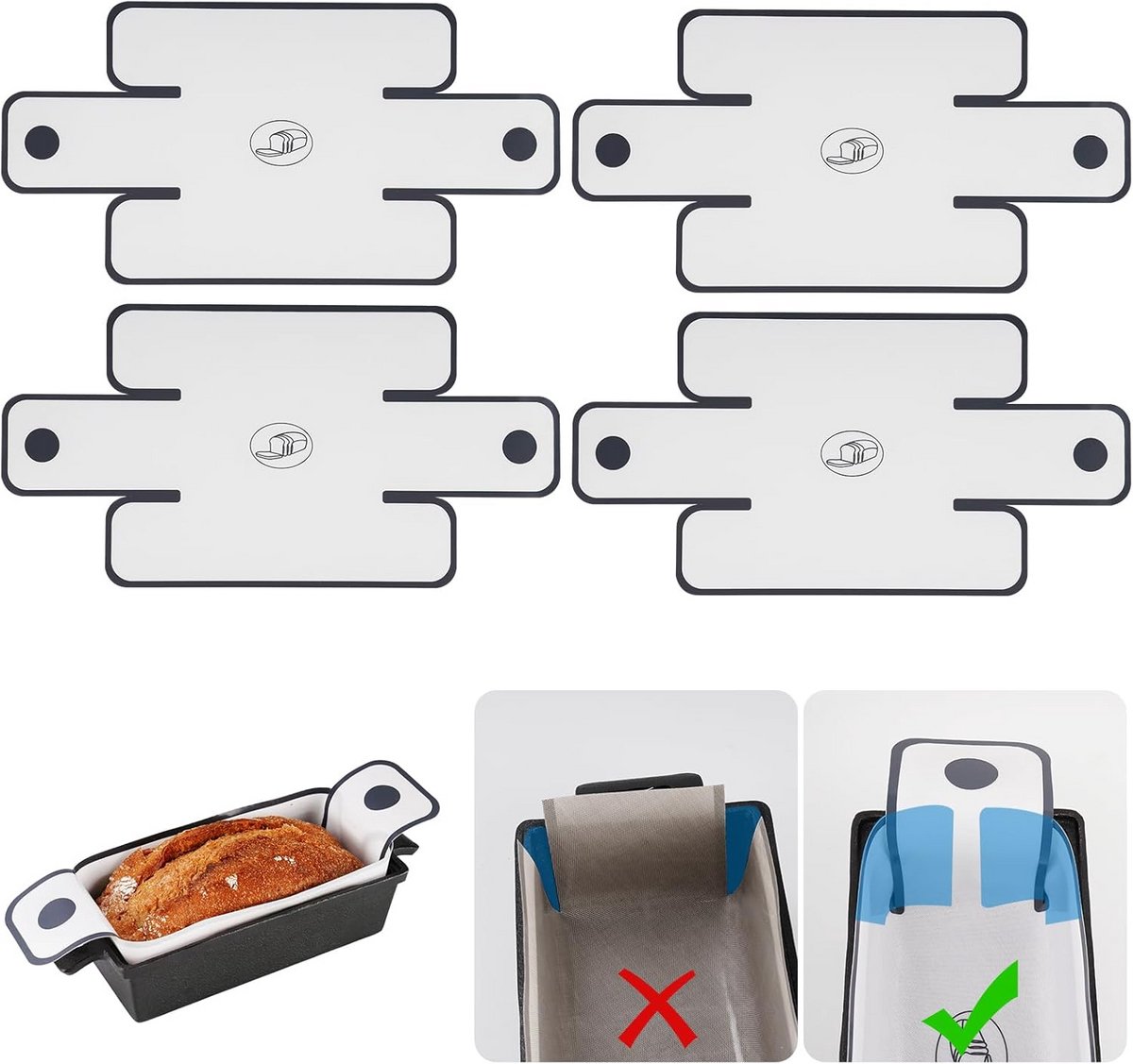4-Pack Siliconen Bakvorm Voeringen voor Brood en Cake - Herbruikbaar