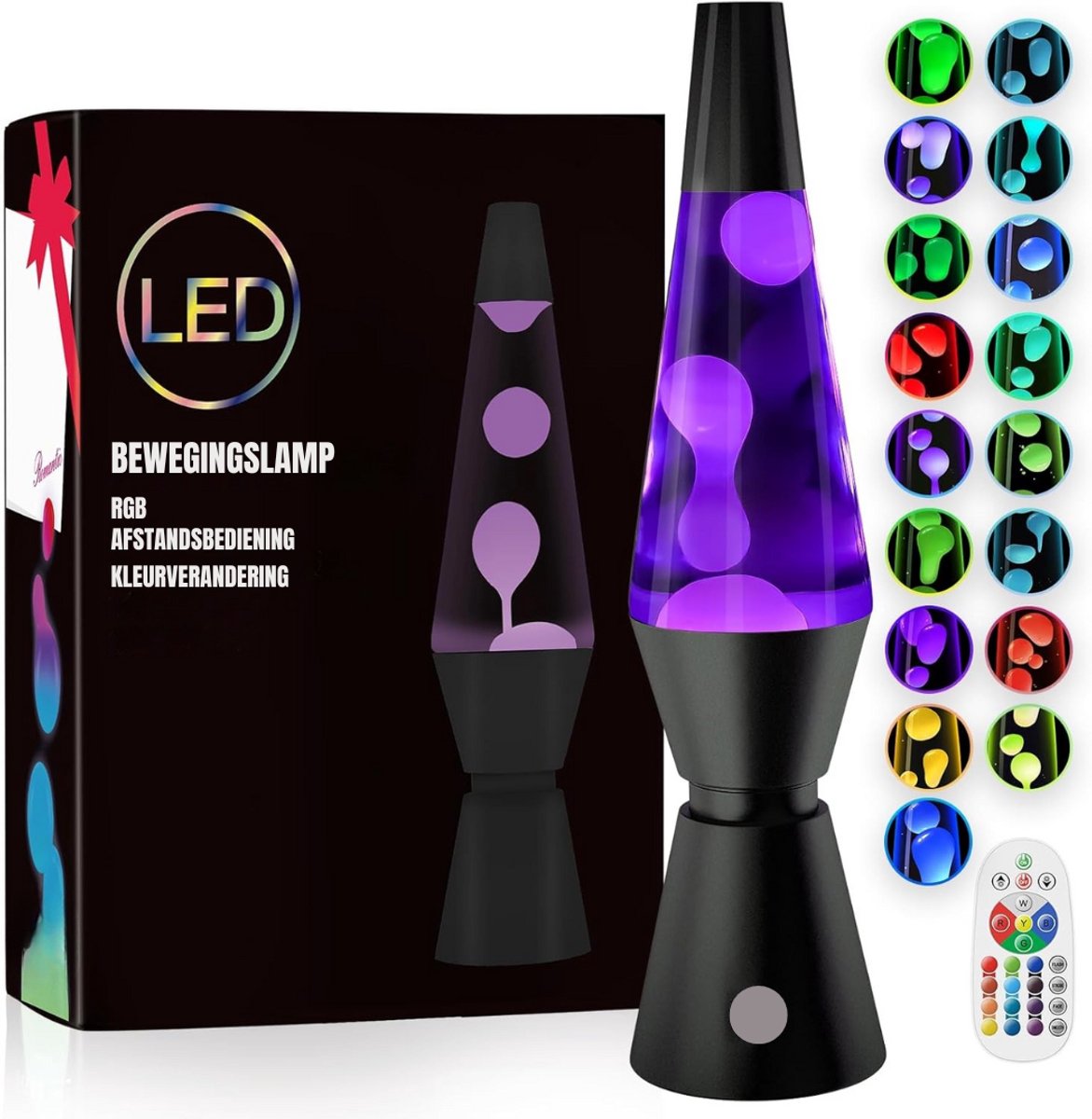 AMA® Lavalamp voor Kinderen - Lavalampen - Lavalamp - Zwart - 10x10x37cm