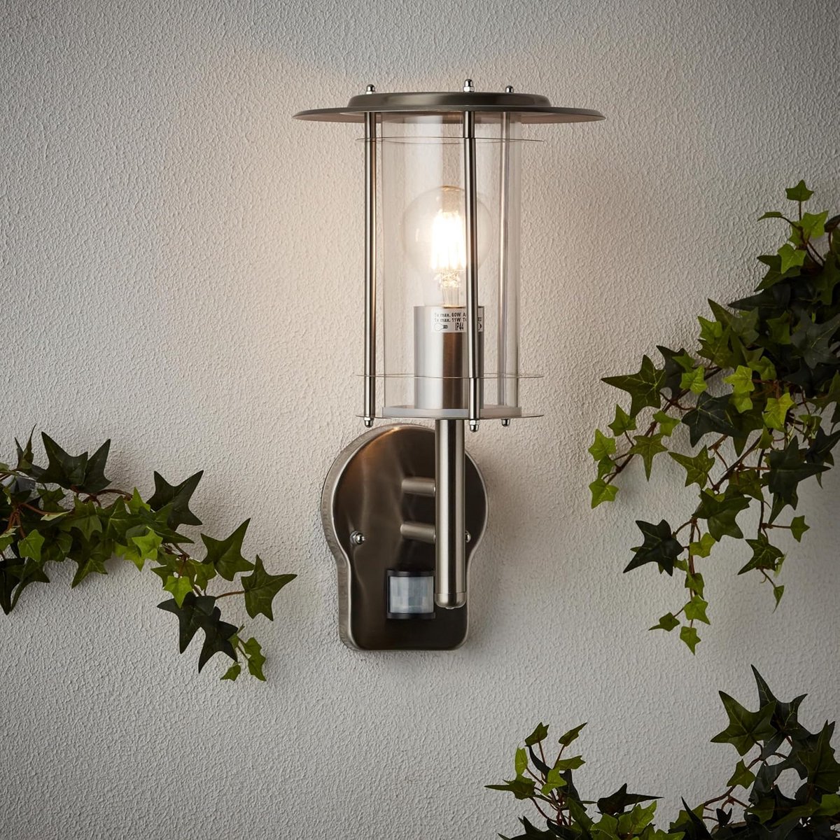 Buitenwandlamp met Bewegingsmelder Staand IP44 Roestvrij Staal Zilver