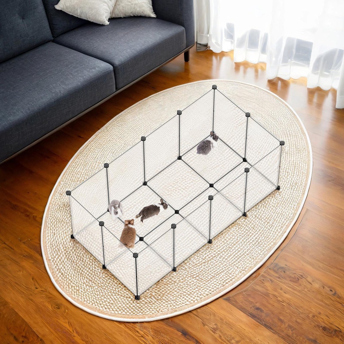 Modulaire speelkooi voor kleine dieren – Kunststof – Wit – Binnenverblijf met bodem voor hamsters, konijnen en egels