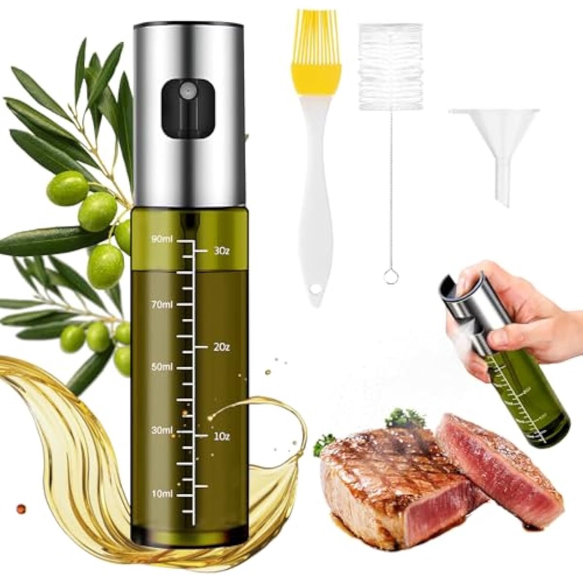 Olieverstuiver Van Glas – UV-Bescherming – BPA-Vrij – Keuken Oliespray Voor Airfryer (Groen)