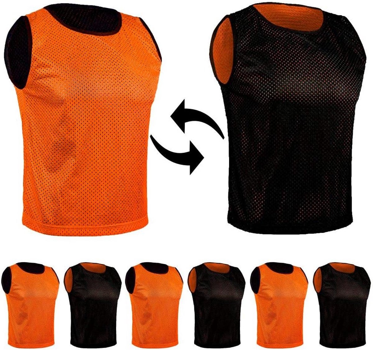 Set van 6 Dubbelzijdige Trainingshesjes voor Teamsporten Jongen Meisje Man Vrouw Diverse Kleuren
