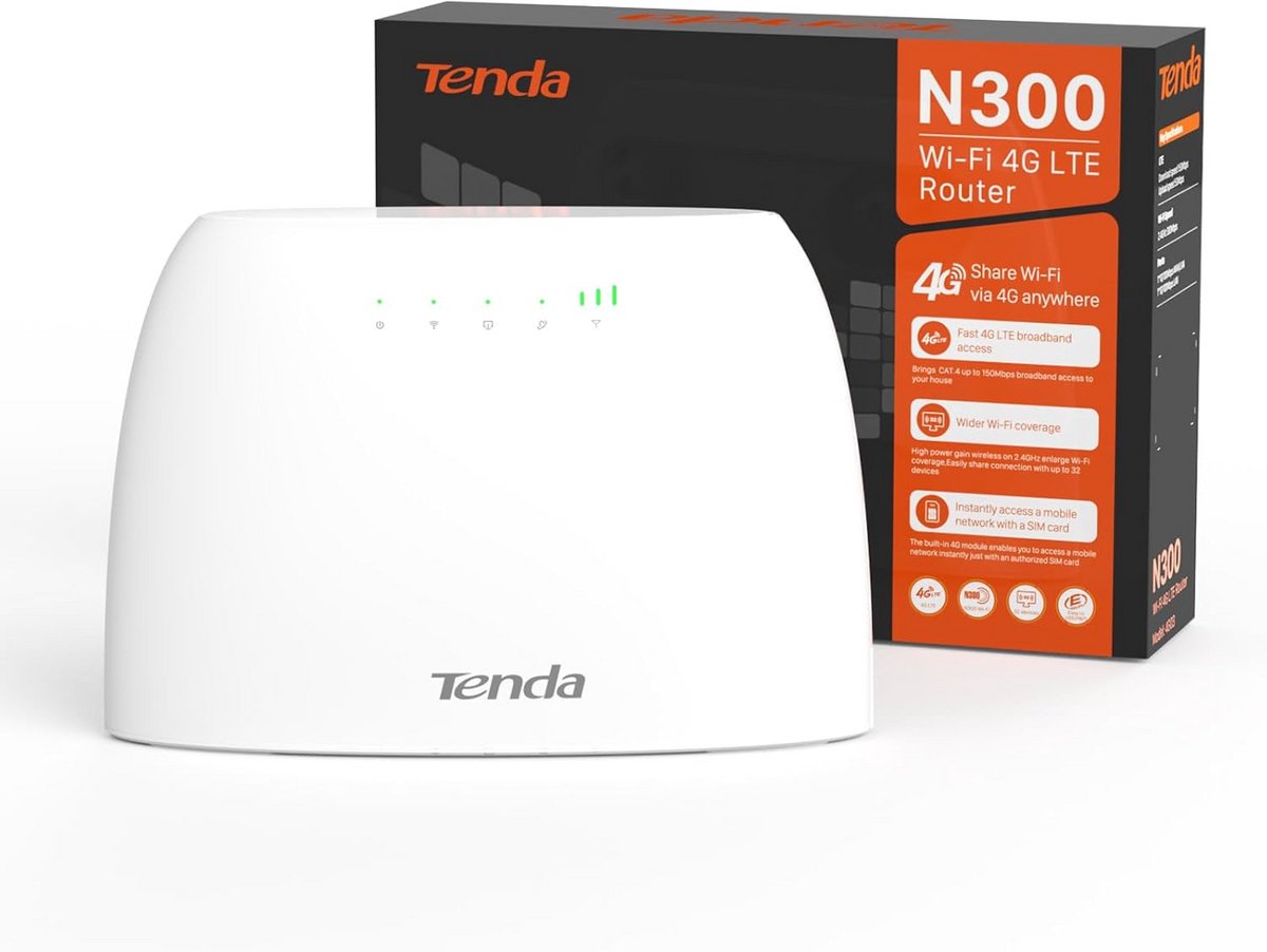 Draadloze 4G LTE Router voor SIM Kaarten - 300 Mbit/s - Plug & Play Wifi voor Overal
