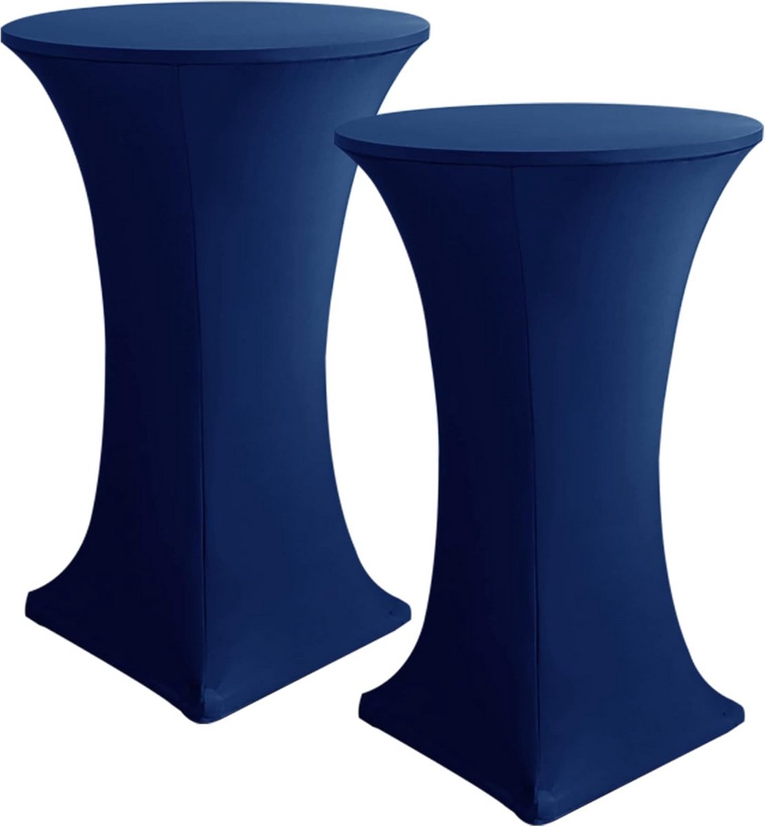 2x Stretch Cocktailtafel Hoes Vierkant - Elastische Spandex Tafelhoes voor Ronde statafels (Donkerblauw)