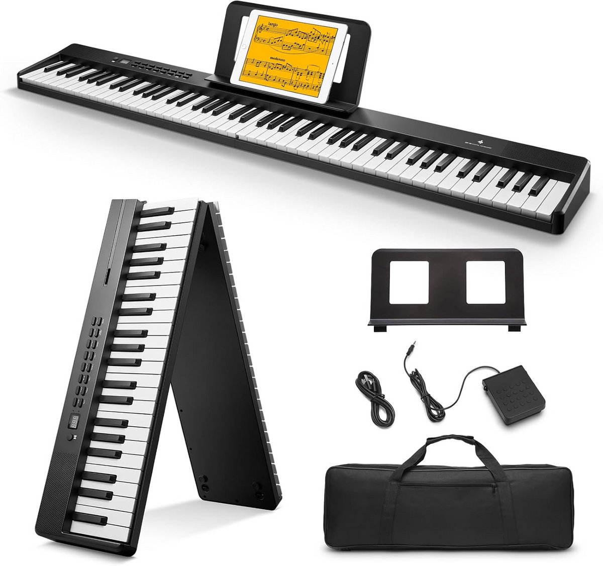Draagbaar Opvouwbaar Pianotoetsenbord 88 Toetsen voor Beginners met Bluetooth
