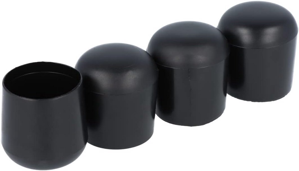 4x Ronde Dop voor Stoelpoten 23 mm - Zwart Kunststof Eindstukken voor Buizen