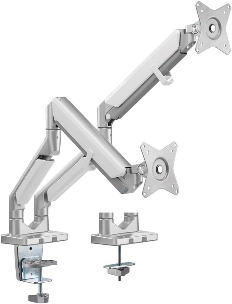 Dubbele Monitor Arm voor Bureau - Geschikt voor 2 Schermen 17-32 inch met Gasveer