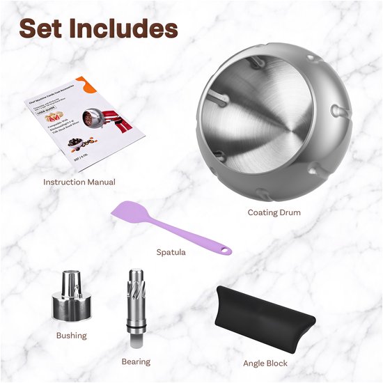 Coating Machine Opzetstuk RVS voor KitchenAid 4.5QT & 5QT Tilt-Head Stand Mixers van MMOBIEL - Coating Machine Accessoire voor Gelijkmatig Gecoate Noten, Chocolade, Gevriesdroogd Fruit & Snacks van Merkloos — afbeelding 5
