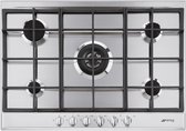 SMEG P272XGHNLK - Gaskookplaat - 75 cm - RVS - 5 Gasbranders - Wokbrander - Inbouw Kookplaat