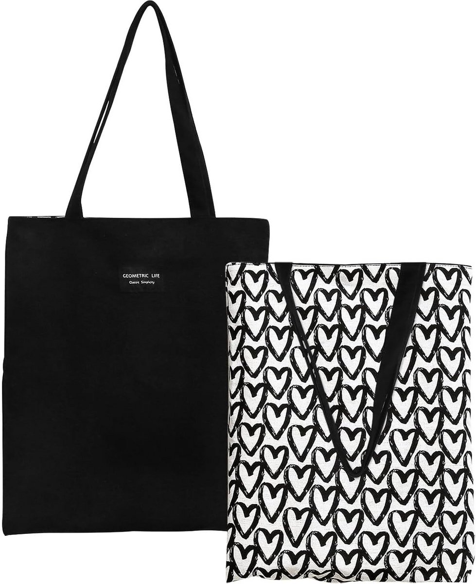 Stevige Katoenen Boodschappentas voor Dames - Grote Canvas Shopper