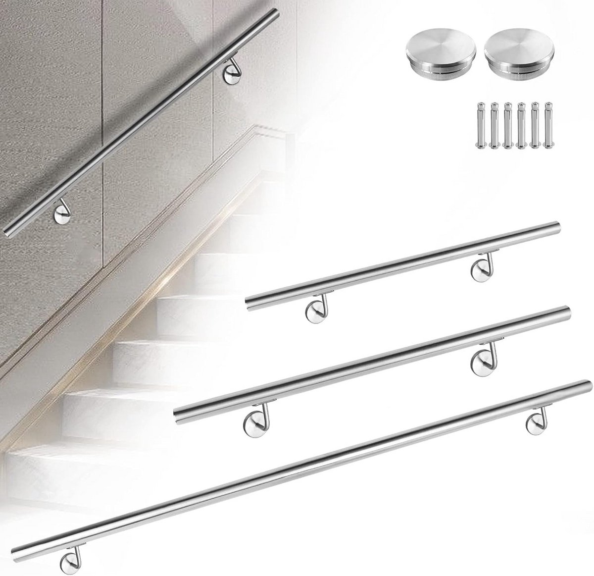 RVS Leuning 100cm - Wandsteun voor Binnen en Buiten Trap en Balkon
