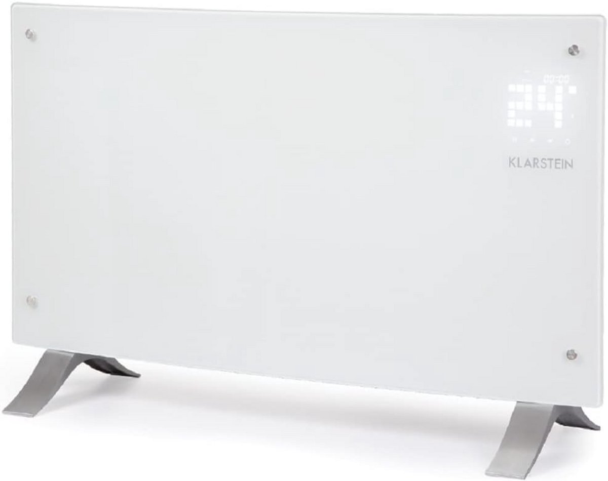 Gebogen Elektrische Convector Kachel met LED Display, Timer en Afstandsbediening - Wit