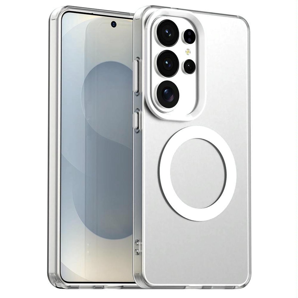 Mobigear Hoesje geschikt voor Samsung Galaxy S26 Ultra MagSafe Telefoonhoesje Hardcase | Mobigear Shockproof Backcover | Geschikt voor MagSafe | Geschikt voor Draadloos Opladen met Magnetische Ring | Geschikt voor MagSafe Case - Wit