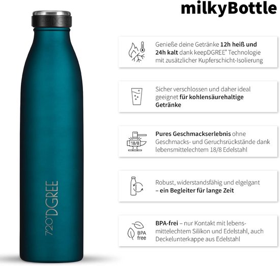 Wessper Drinkfles Roestvrij Staal 1L Lekvrije Thermosfles BPA-Vrij met 3 Deksels | Zwart Elegante, Dubbelwandig Drinkfles Sport | Geïsoleerde Fles voor Sport, School, Gym, Outdoor, Kantoor
