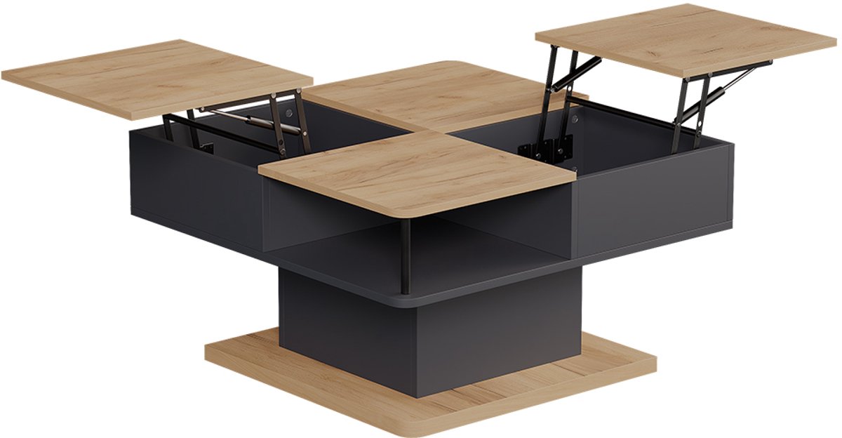 Vicco Movira Salontafel – 80 x 45 cm met opbergvakken Antraciet