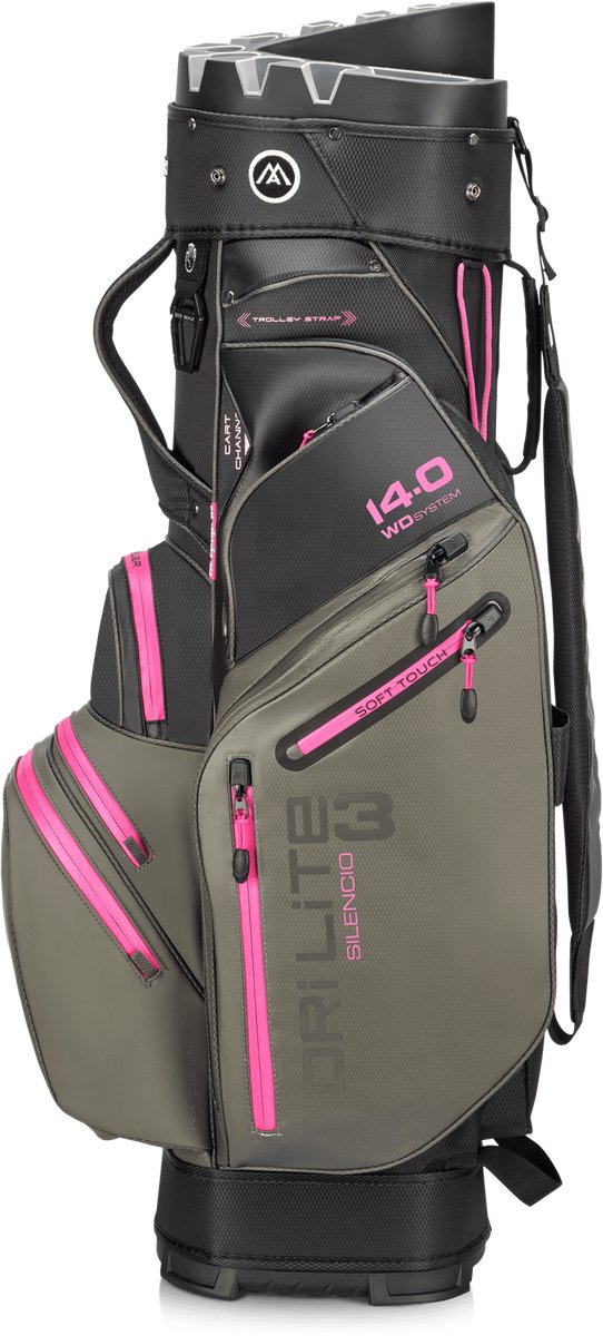 Big Max Drilite Silencio 3 - Stille Golftas - Cartbag - Waterafstotend - 14 dividers - Zwart Grijs Fuchsia van Merkloos — afbeelding 4