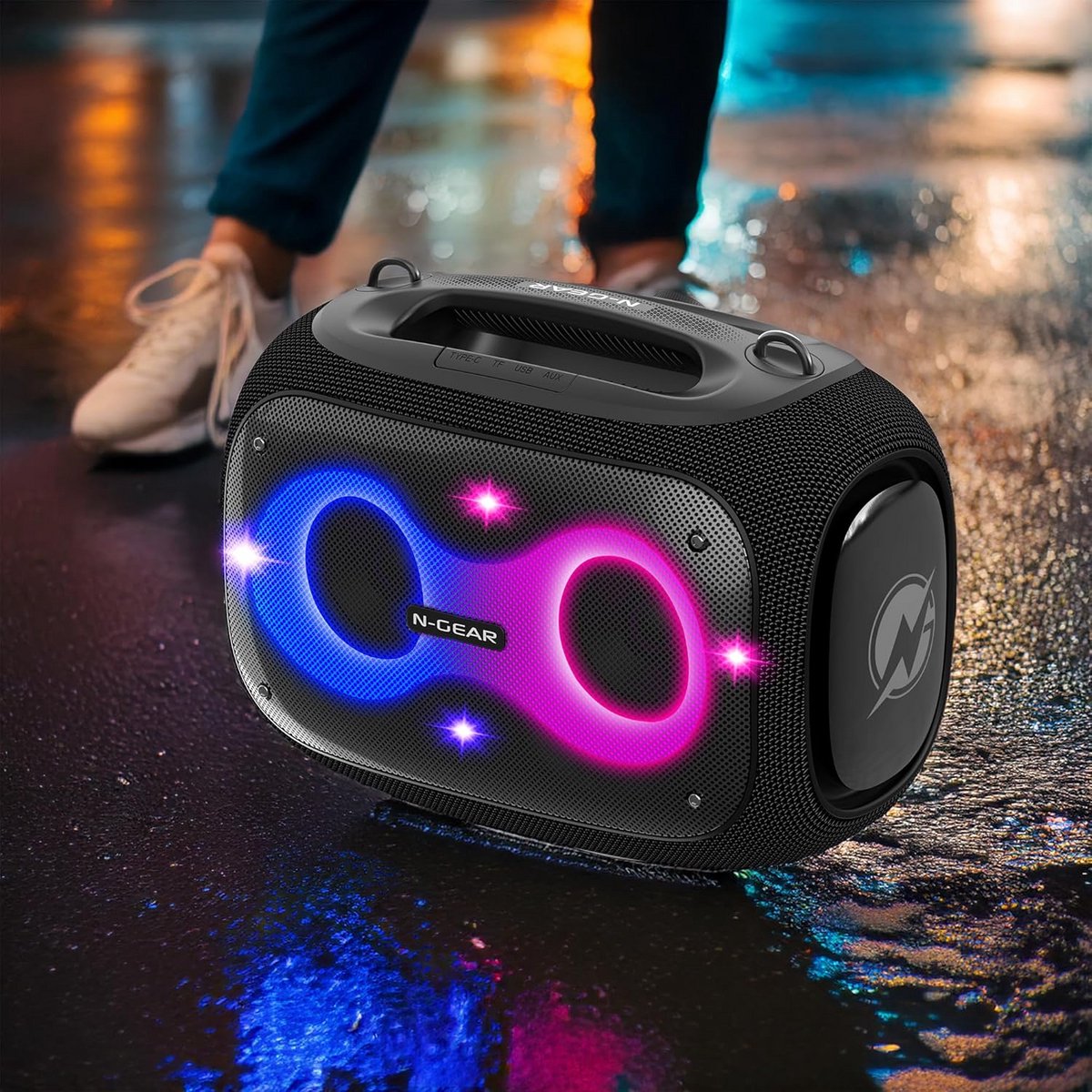 Draagbare Party Speaker 300W met Bluetooth, Karaoke & LED Verlichting - Accu & Microfoon Inclusief
