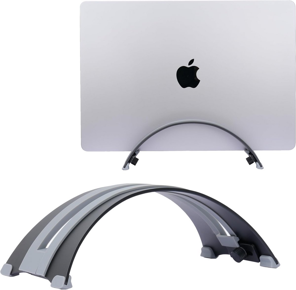 In hoogte verstelbare verticale laptop standaard van aluminium