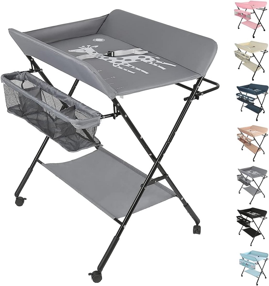Inklapbare en Verstelbare Luiertafel voor Baby's - Verzorgingskussen met Wielen
