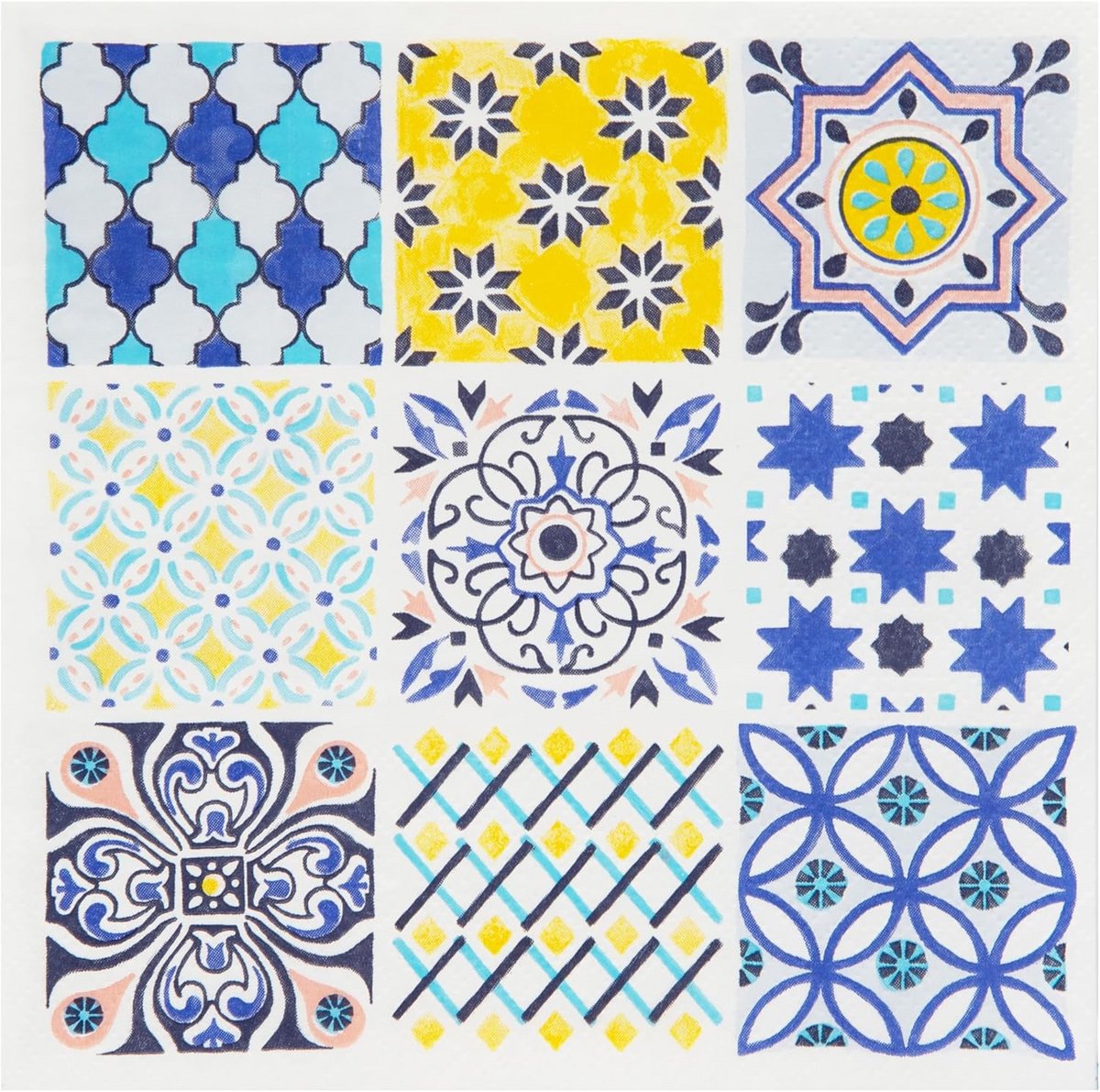 20x Blauwe Marokkaanse Servetten - Kleurrijk Papieren Wegwerpservies voor Feest