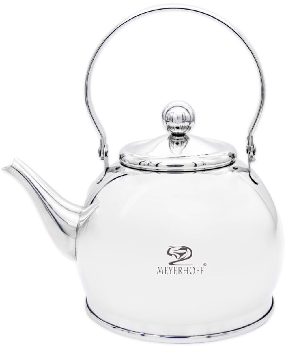 Meyerhoff RVS theeketel 1 liter MH-4327B – Inductie waterketel – Met theezeef – Zilver – Opklapbaar handvat