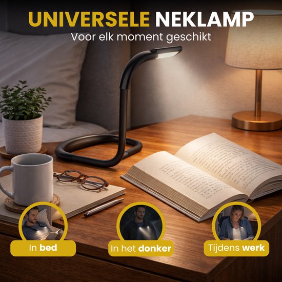 Clerby - Neklamp - met Batterij Display - Nekleeslamp - Boeklampje - Leeslamp - Flexilight- voor Haakwerk - Oplaadbaar van Merkloos — afbeelding 5