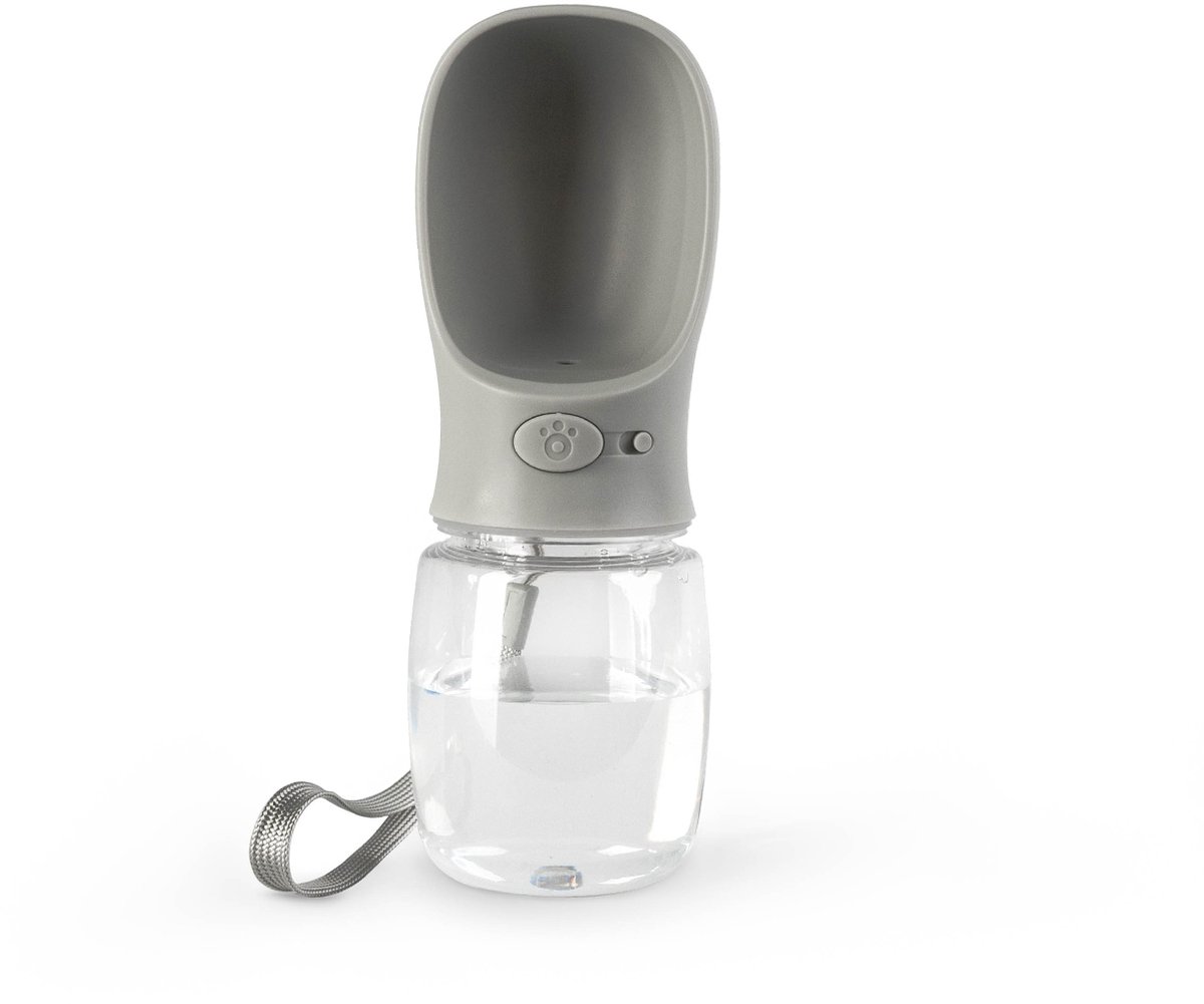 lionto honden drinkfles, licht, lekvrij & met drukknop, 350 ml grijs